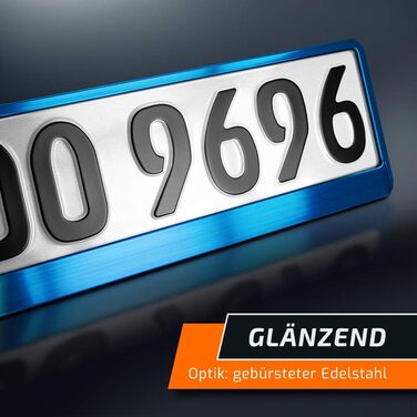 Тримач номерного знака schildEVO 2 СИНІЙ злегка начісується Металік Хром Вигляд Блакитний Тримач номерного знака Тримач номерного знака Доставка DHL