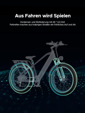 Гірські електричні велосипеди ENGWE E Bike, акумулятор Ebike 48V 16Ah до 150 км, електронний велосипед з жирними шинами 26x4 дюйма, електричний велосипед з двигуном 250 Вт макс. 25 км/год, E26 High-Step Galaxie Grey-HT