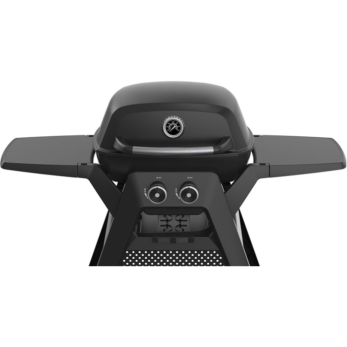 Конфорочний газовий мангал GRANDSTATE BLACK KITE 200 з візком для барбекю, піддоном для збору жиру, потужною подвійною конфоркою,