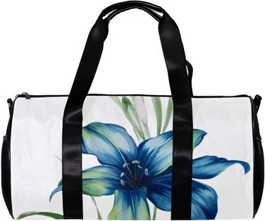 Спортивна сумка, маленька дорожня сумка, сумка для шопінгу та йоги, квітковий принт Лілія, блакитна квітка, сумка для фітнесу на відкритому повітрі, ручна поклажа