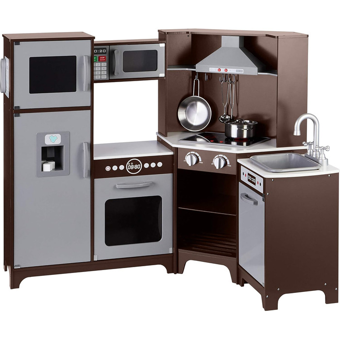 Дерев&39яна кутова кухня Storeo Basics для дітей, ігровий набір з інтерактивними дверцятами, кнопками та підсвічуванням, 99 x 71 x