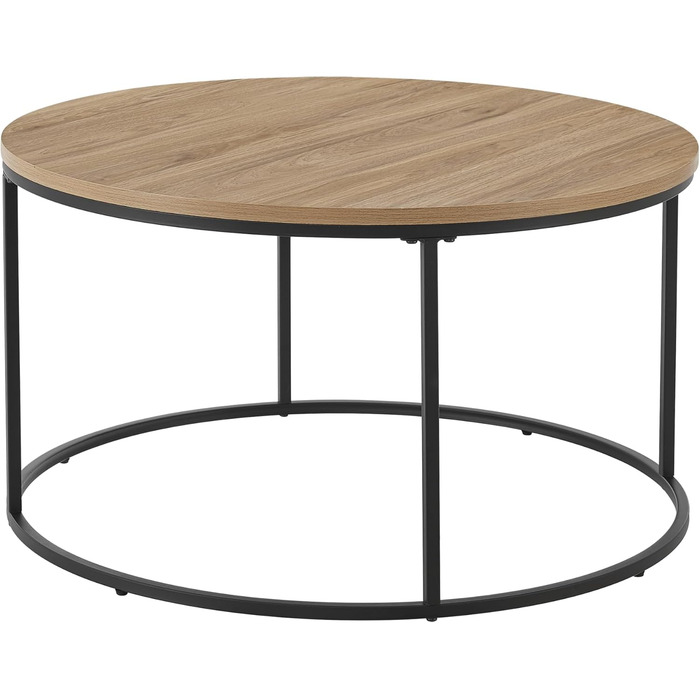 Журнальний столик Kuhmoinen 45 x 80 см, приставний столик, стіл для вітальні, диван, круглий, чорний/під дерево