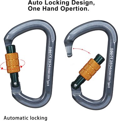 Карабін SOB для альпіністського спорядження, алюмінієвий карабін для гамаків, гойдалок, кемпінгу, риболовлі, спорядження для активного відпочинку 28KN 2PACK 28KN-4PACK