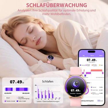 Жіночий смарт-годинник, круглий, ультратонкий, 1,32-дюймовий AMOLED-дисплей, завжди увімкнений фітнес-годинник із функцією телефону, монітор сну/пульсометр/крокомір, понад 100 спортивних режимів, водонепроникність IP68, Android/iOS