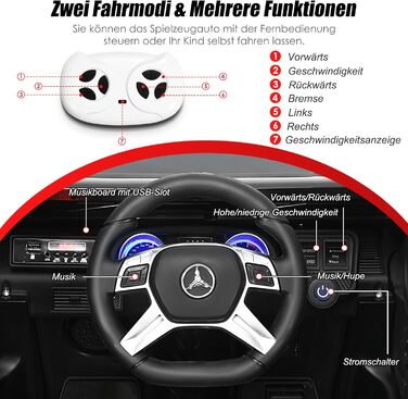 Дитячий електромобіль GOPLUS 12V Mercedes-Benz Maybach з пультом дистанційного керування 2.4 Ghz, дитячий автомобіль з плавним пус