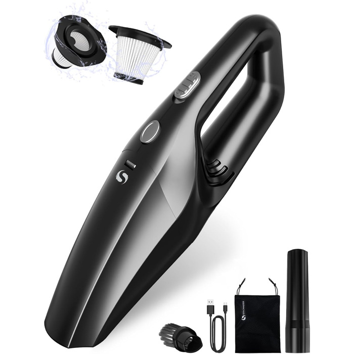 Ручний пилосос акумуляторний 9000 Па, Автомобільний пилосос потужний з акумулятором, Портативний автомобільний пилосос з миючим HE