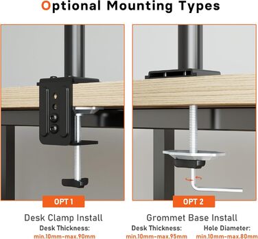 Тримач для монітора Redbat з охолоджувальною підставкою для ноутбука, повністю регульований для LCD/LED екранів 13-32 дюйми та ноутбуків до 16 дюймів, 2 способи кріплення, нахил, поворот та обертання