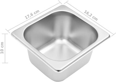 Підставка vidaXL Gastronorm з 3 контейнерами GN 1/6, кришками, верхньою полицею, стійкою для гастроконтейнерів, контейнерами для інгредієнтів, нержавіюча сталь, 49,7 x 22,5 x 21,5 см (22,5 x 49,7 x 21,5 см)