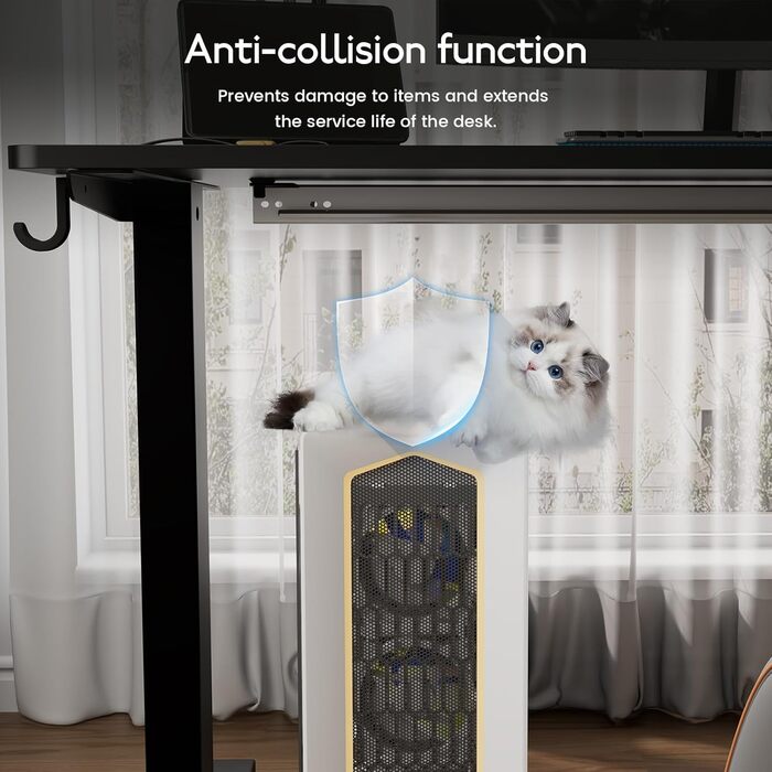 Стіл з регульованою висотою 60x110 см, електричний стіл з пам&39яттю налаштувань та функцією запобігання зіткненням, регульована висота 70117 см, ідеально підходить для офісу, домашнього офісу та ігор (чорний) 110x60 см Чорний