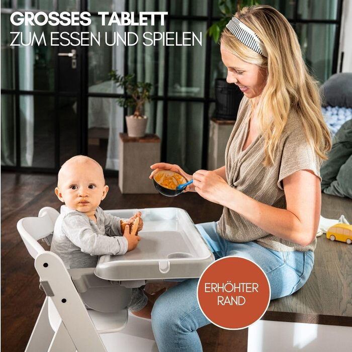 Дитячий стільчик для годування Alpha XXL Набір від народження - Преміальне кріплення для новонароджених з 5-точковими ременями без