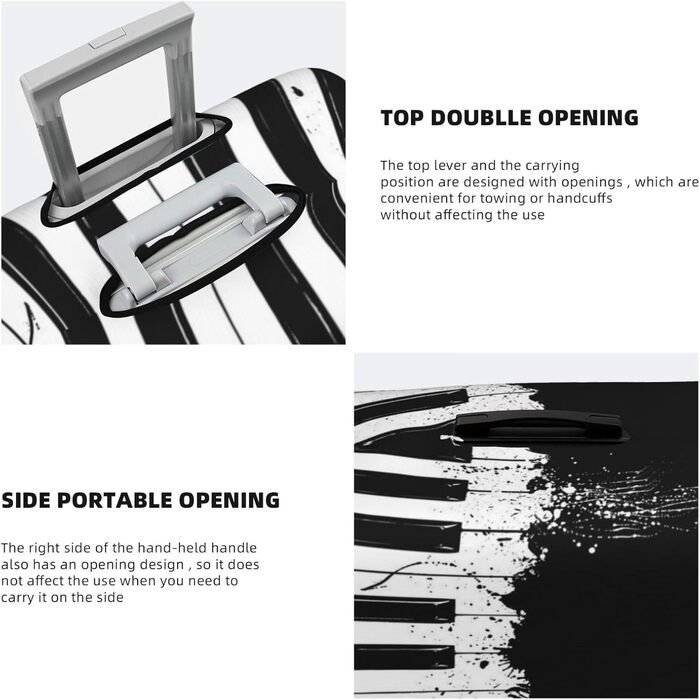 Чохол для валізи Клавiєр, міцний захист для багажу розміром 45.7-81.3 см, малий, чорний