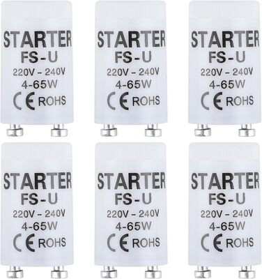 Люмінесцентна лампа на 6 стартерів, універсальний стартер для люмінесцентних ламп ST111, 4-65W, 220-240V, міцний і надійний стартер для люмінесцентних ламп, підходить для побутового та комерційного використання (6 шт.)