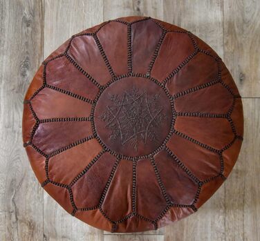 Пуфи та подушки Марокканський пуф з натуральної шкіри - Ручна робота - Доставка з наповнювачем - Оттоманка, Крісло-мішок, Пуф для ніг, Пуф (Корічно-коричневий)