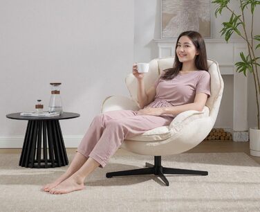 Крісло Chairus Lounge Chair, обертове крісло для вітальні, крісло з м&39якою шеніловою оббивкою, спальня, сучасне крісло, коктейльне крісло (біле)