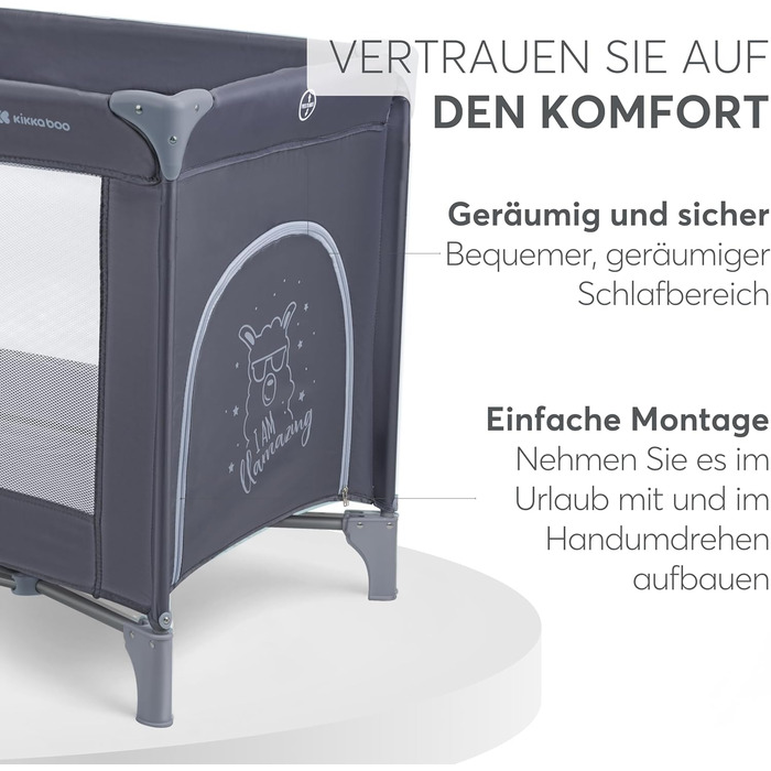 Дитяче ліжечко KikkaBoo Baby Travel Cot SO GIFTED, 120x60 см, до 15 кг, складне та компактне, портативне з сумкою для перенесення, розкладне для подорожей та відпусток, темно-синє