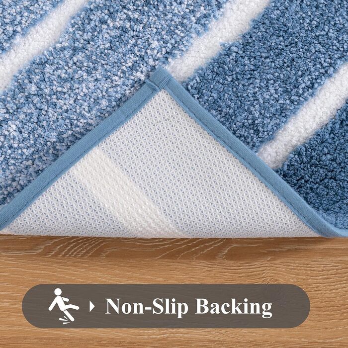 Комплект килимків для ванної SHACOS, 3 предмети, нековзний килимок для ванної, синій, м&39які килимки для ванної, водопоглинаючий килимок для душу, комплект килимків для ванної, що миються, 40x6050x8050x60 см, 40x6050x80U50x60 см, синій
