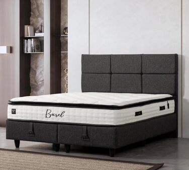 ПОСТІЛЬНА БІЛИЗНА BSS Матрац Basel 160x200 см з топпером Преміальний пружинний матрац Pocket Spring, висота 30 см, рівень жорсткості H3 7-зонний ортопедичний, дихаючий та гіпоалергенний (1 матрац з топпером) 160 x 200 см