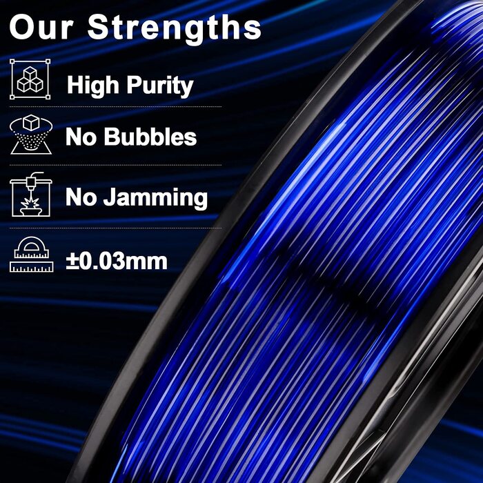 Філамент 1.75мм Чорний 1кг, нитка для 3D-друку з точністю розмірів /- 0.02 мм, акуратно намотана, сумісна з 3D FDM принтерами, висока точність, котушка (2.2 фунти) 17