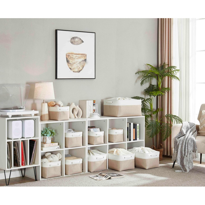 Кошик для зберігання Mangata Canvas, тканинний кошик з ручками для шаф, полиць, одягу, іграшок (3 шт., складний, хакі-білий) світлий хакі білий середній розмір