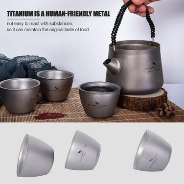 Маленька титанова чашка для чаю з подвійними стінками Легка чашка для еспресо Міні-чашка для вина для саке Багаторазовий кемпінг н