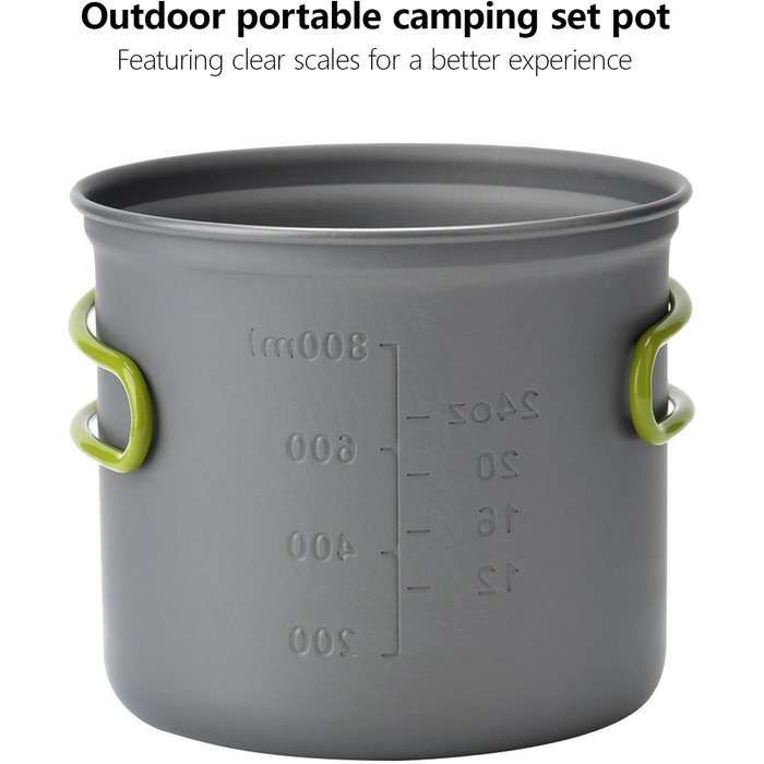 Посуд для кемпінгу та пікніків, набір туристичного посуду з антипригарним покриттям, каструлі та сковороди для приготування їжі на відкритому повітрі, для походів, трекінгу та подорожей з рюкзаком
