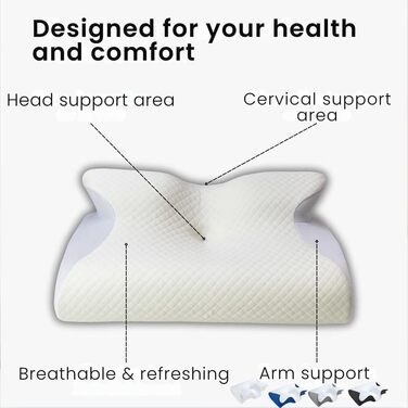 Подушка Dreamsleepz, оригінальна ергономічна подушка для шиї та голови з піни з ефектом пам&39яті для сну на боці, спині та животі, для кращого сну (чорна, ) Чорна