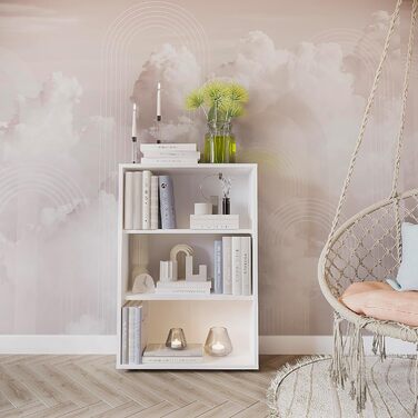 Полиця шириною 60 см Біла - Книжкова полиця з 3 рівнями та полицями з регульованою висотою, окремостояча полиця, полиця для зберігання Книжкова полиця Lumo 60 x 90 x 24 см (Ш x В x Г) 3 рівні (60Ш x 90В x 24Г) Біла