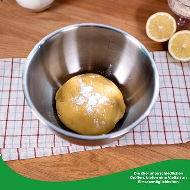 Набір мисок з нержавіючої сталі з 3 шт. з кришкою (1,5 л, 3 л, 5 л) Штабельовані та нековзні Набір мисок з кришкою Миски з нержавіючої сталі Миска для змішування, салатниця, миска для випічки