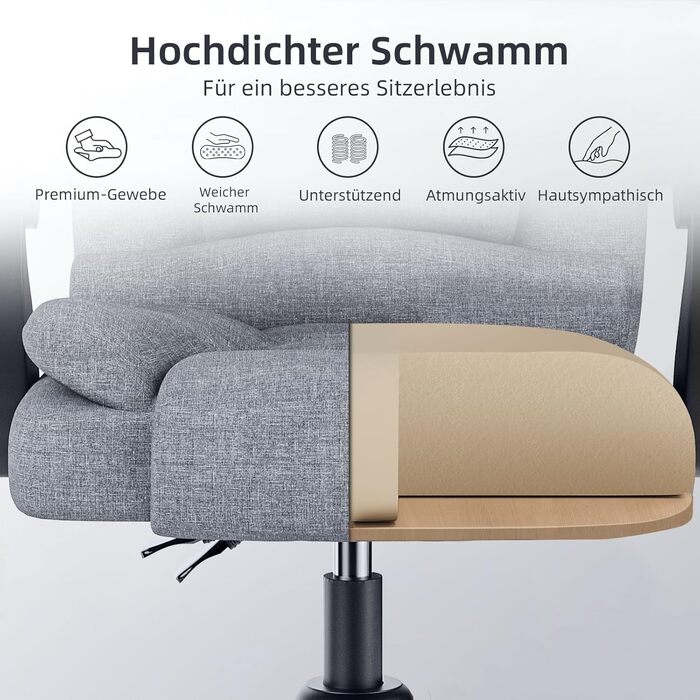 Ергономічне офісне крісло naspaluro, стілець для роботи з високою спинкою та регулюванням висоти, крісло керівника, крісло-реклайнер для офісу, для дому, сірий колір, без підставки для ніг