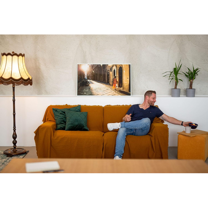 НАСТІННА КАНІКУЛА - Ваше зображення на акрилі - Comfort Edition XXL - 100x60 см акрилове скло з друком вашого власного фото - високоякісна біла алюмінієва рама, включаючи настінне кріплення - друк Ultra HD - Зроблено в Німеччині 100Д x 60Ш см Колір рами Б