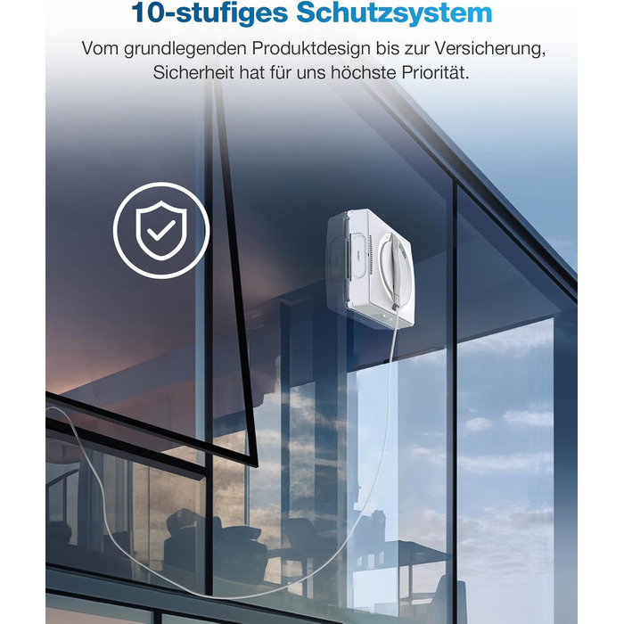 Робот для миття вікон ECOVACS WINBOT W2, режим очищення країв, розпилювач води з трьома соплами, 10-ступенева система захисту, упр