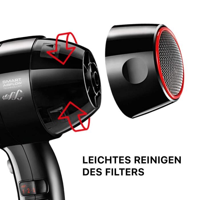 Професійний фен Valera Swiss Silent Jet Light 7500, двигун PM-Pro, 3 температурні режими, іонізація, кабель Super-Flex, 2000 Вт, чорний