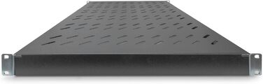 Полиця - Змінна глибина - Для стаціонарного встановлення - 19 дюймів - 1U - Вантажопідйомність 50 кг - Для мережевих шаф та серверних стійок - Глибина шафи від 1000 мм - Чорний колір Глибина шафи 708 мм Чорний колір, 97649 -