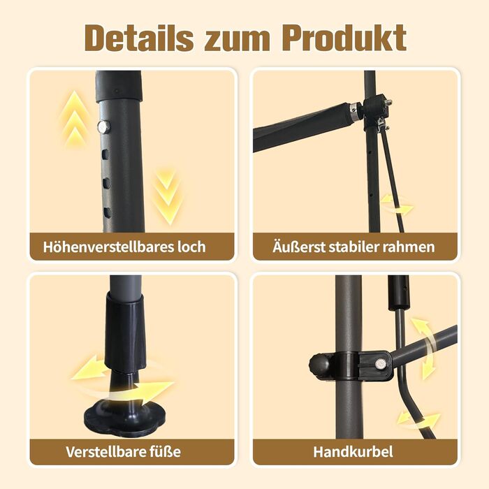 Тент з кріпленням на затискачі та ручним приводом, ширина 150 см, балконний тент з ручним регулюванням висоти без свердління, захист від ультрафіолету, сонцезахисний козирок, водонепроникний для використання на вулиці, для патіо, балкону, саду, антрацит