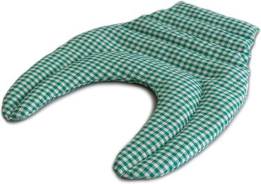 Подушка для шиї з опорою для спини - зелено-біла - подушка з вишневих кісточок - подушка для шиї - грілка для спини