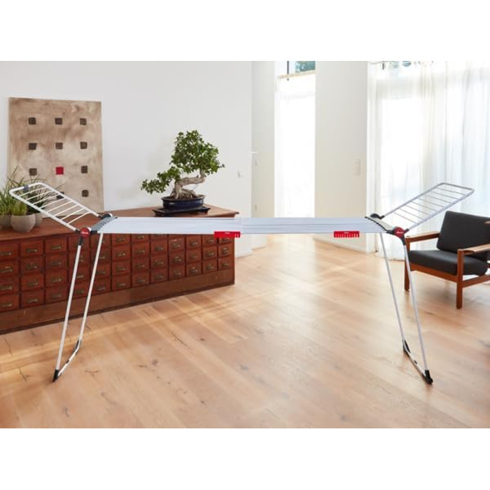 Вішалка для одягу Vileda Infinity Flex Plus, висувна центральна секція до 2 м, лінія сушіння 30 м, високі крила з лініями XXL, еко