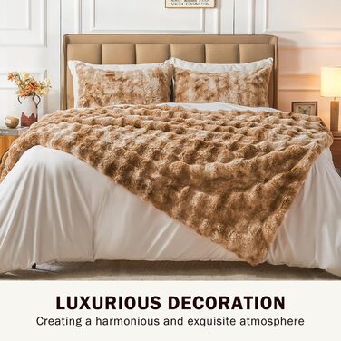 Пухнаста ковдра EMME, пухнаста товста ковдра з кроликом, пухнастий плед для дивана, флісова ковдра, пухнаста ковдра для вітальні, двоспальний диван, сіро-коричневий, 1-тай-дай