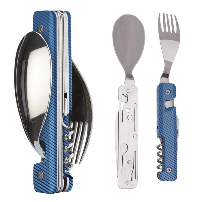 Багатофункціональні столові прибори Akinod 13х25, алюміній, синє дзеркальне покриття