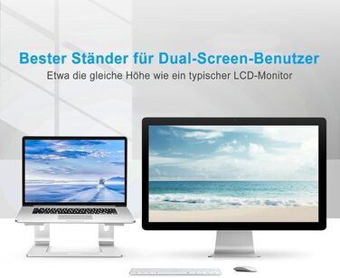 Підставка для ноутбука BoYata, ергономічна алюмінієва, портативна з вентиляцією, сумісна з MacBook, Dell, HP, Samsung, Acer та іншими ноутбуками 10-14 - срібляста