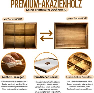 Дерев&39яна коробка для тіста для піци з лопаткою з акації 403010 см Коробка для розстойки та коробка для тіста Прозора кришка (1 коробка для тіста для піци)