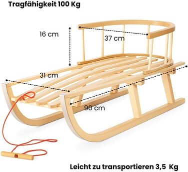 Санки IMPWOOD, дерев'яні, зі знімною спинкою, 100 кг