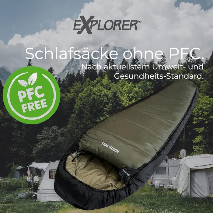 Спальник з підігрівом EXPLORER Protector 220 (3-етапний підігрів) XXL Зимовий спальник 220x80 см Надзвичайно теплий до -32,9C (450 г/м) BW Military Bivouac оливково-зелений для кемпінгу, риболовлі та виживання