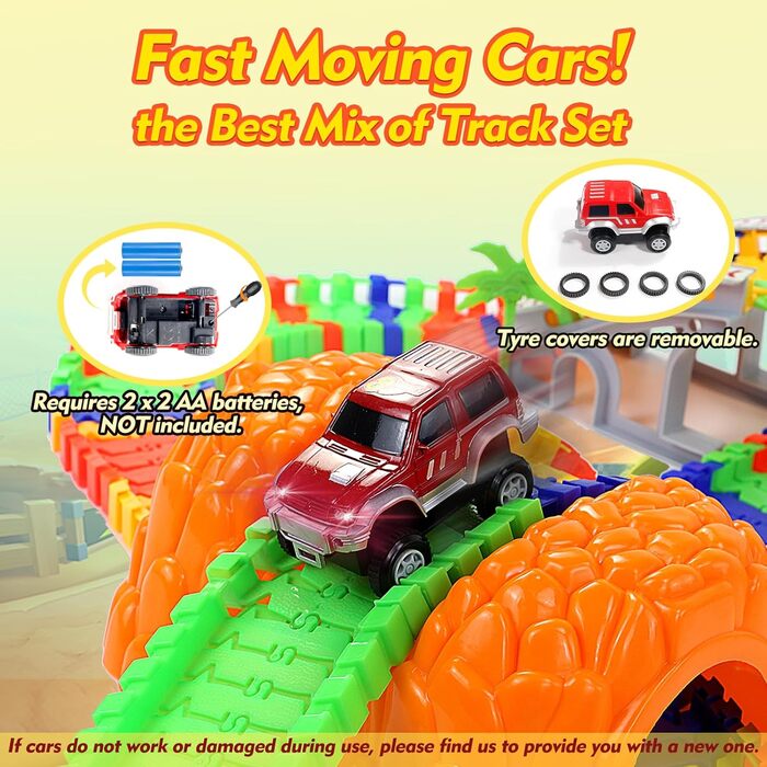 Автомобільна гоночна траса для дітей з 2 іграшковими машинками, дитячі іграшки від 2 3 4 5 6 7 років хлопчика, 309 шт. Автомобільн
