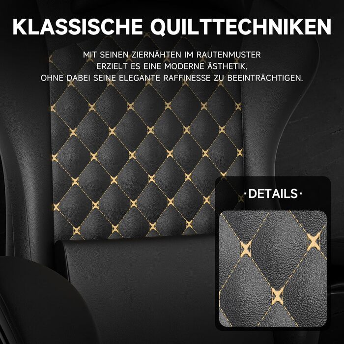 Ергономічне ігрове крісло з підставкою для ніг офісне крісло з високою спинкою та поперековою опорою (чорне)