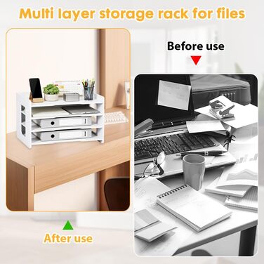 Настільний органайзер A4, лоток для листів, тримач для документів, лоток для паперу A4, органайзер для зберігання файлів, шухляда для дому, офісу, школи (білий - 4 лотки)