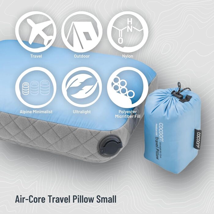 Подушка Cocoon Air-Core Ultralight Розмір 28 см x 38 см світло-блакитний/сірий Світло-блакитний/сірий 28 x 38 см