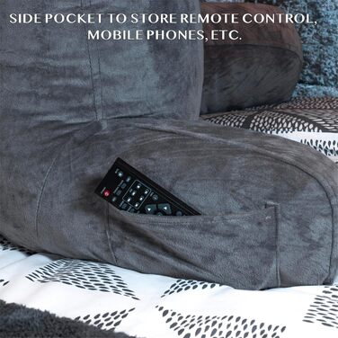 Подушка для читання Aidapt XL зі знімним підголівником, підлокітниками, поперековою опорою, чохлом, який можна прати, 2 кишенями, ручкою для перенесення, подрібненим пінополіуретаном, ідеально підходить для ліжка, ігор, перегляду телевізора або відпочинку