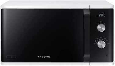 Мікрохвильова піч Samsung MW3500 MS23K3614AW / Цокольний поверх / 800 Вт / 23 л місця для приготування їжі / Ширина 48,9 см / Стійка до подряпин керамічна емаль внутрішня частина / 6 рівнів потужності / Білий одинарний