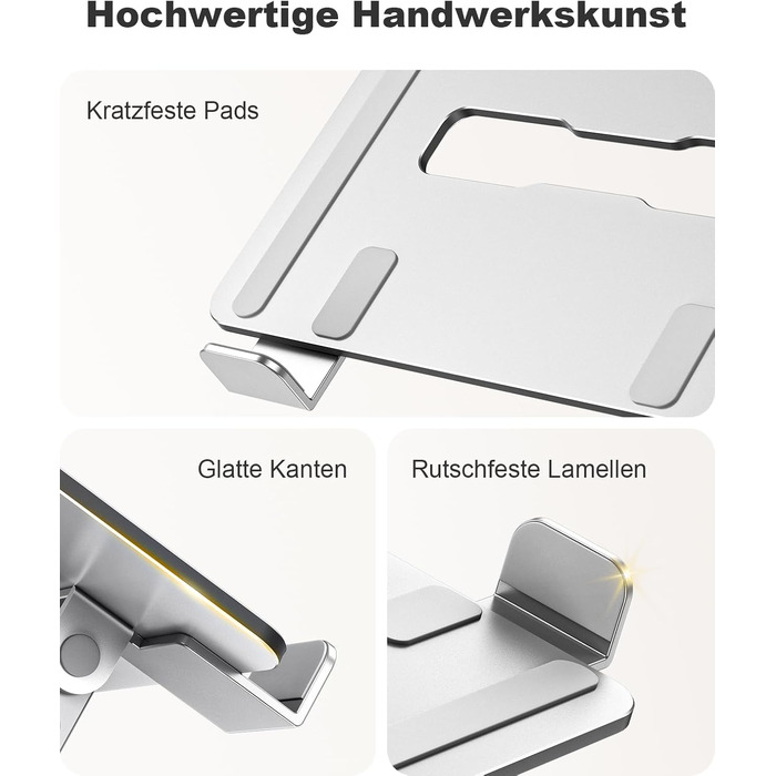 Підставка для ноутбука Babacom з регульованою висотою та вентиляцією, з подвійною опорою, ергономічна, складна та портативна. Сумісна з MacBook Air/Pro (10-16 дюймів) та використовується як стіл для роботи стоячи.