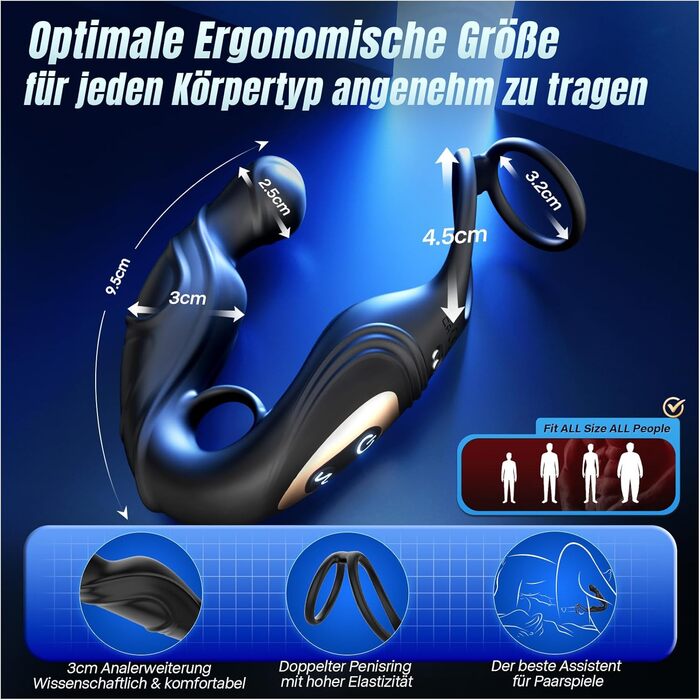 Анал-вібратор Tagnaff для чоловіків, з ротацією та стимуляцією простати